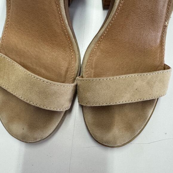 Steve Madden Heels Womens 7 Tan Alva Stacked Block Heel Open Toe Suede Leather - Picture 4 of 12